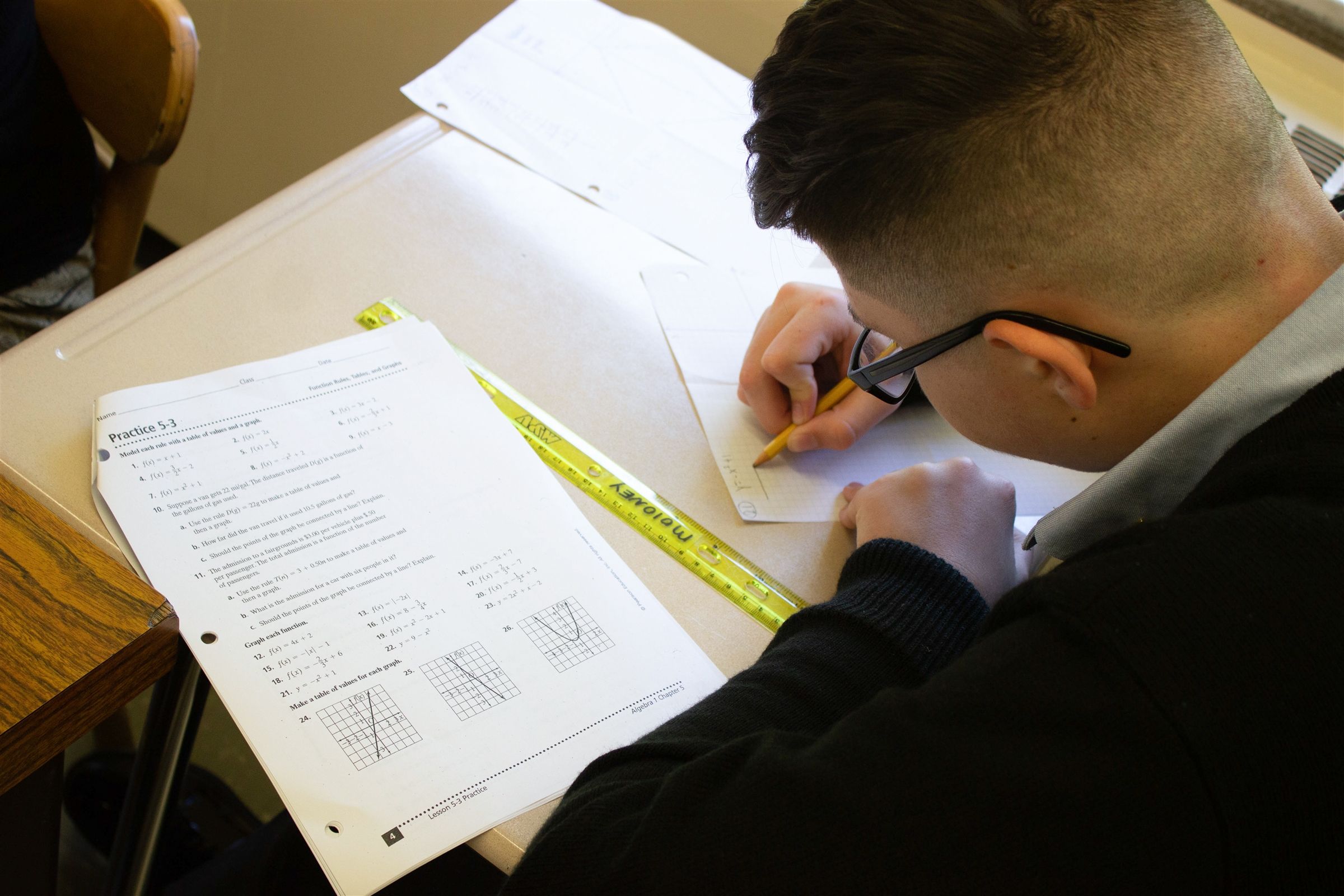 Student doing homework