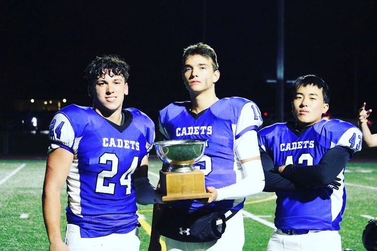 Football players with award