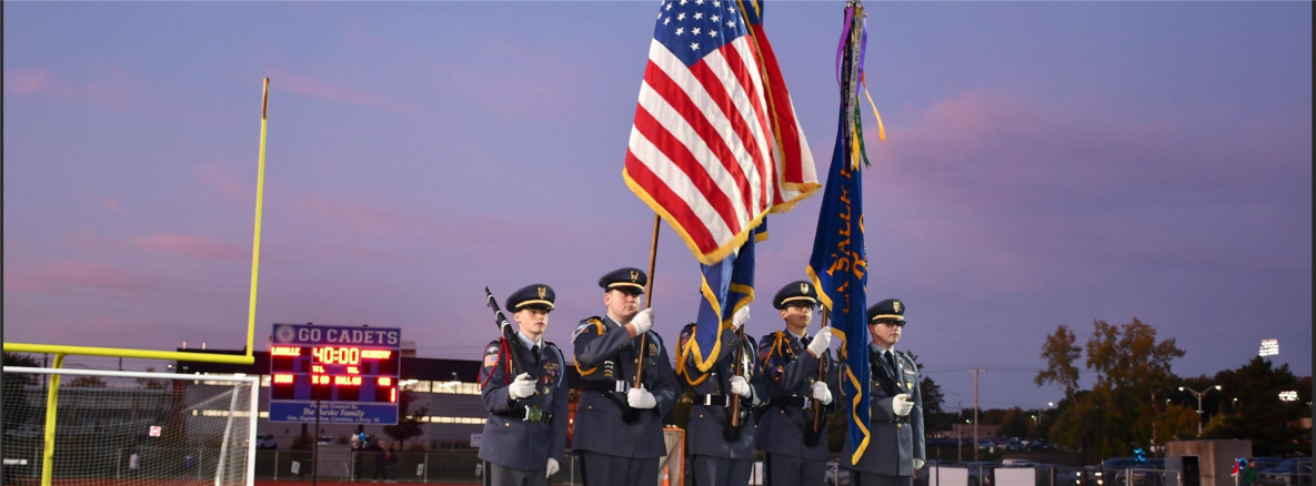 Color guard at a football game