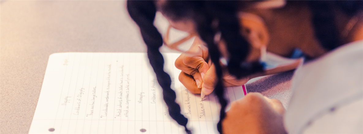 student writing